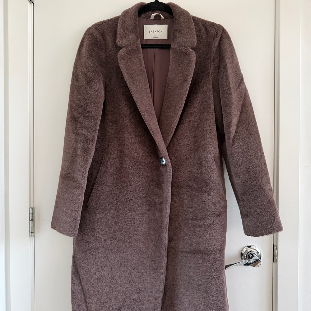 Babaton Rose Taupe Faux-Fur Long Coat